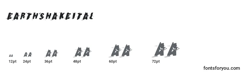 Размеры шрифта Earthshakeital