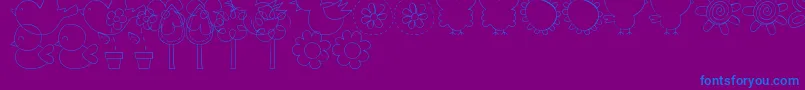 MtfSweetNatureDings-Schriftart – Blaue Schriften auf violettem Hintergrund