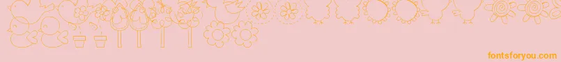 MtfSweetNatureDings-Schriftart – Orangefarbene Schriften auf rosa Hintergrund