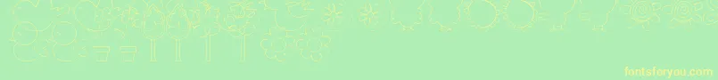 Fonte MtfSweetNatureDings – fontes amarelas em um fundo verde