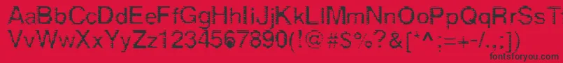 Derez-Schriftart – Schwarze Schriften auf rotem Hintergrund