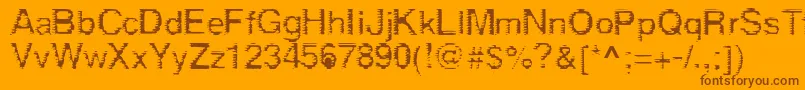 Derez-Schriftart – Braune Schriften auf orangefarbenem Hintergrund