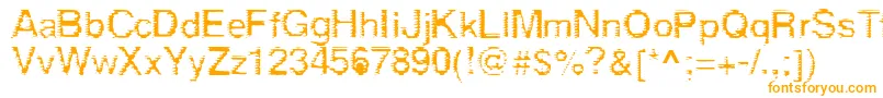 Derez-Schriftart – Orangefarbene Schriften auf weißem Hintergrund