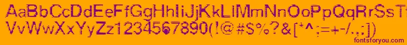 Derez-Schriftart – Violette Schriften auf orangefarbenem Hintergrund
