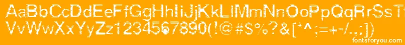 Derez-Schriftart – Weiße Schriften auf orangefarbenem Hintergrund