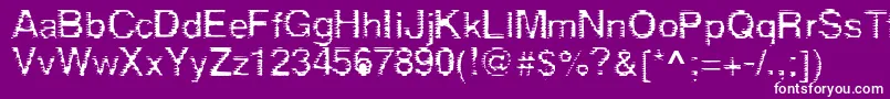 Derez-Schriftart – Weiße Schriften auf violettem Hintergrund