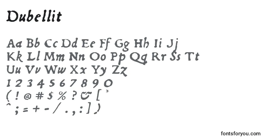 A fonte Dubellit – alfabeto, números, caracteres especiais