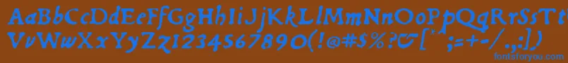 Dubellit-Schriftart – Blaue Schriften auf braunem Hintergrund