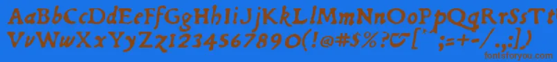 Dubellit-Schriftart – Braune Schriften auf blauem Hintergrund