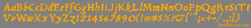 フォントDubellit – オレンジの文字は灰色の背景にあります。