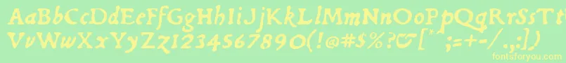Dubellit-fontti – keltaiset fontit vihreällä taustalla