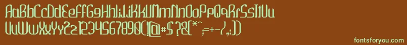フォントWako – 緑色の文字が茶色の背景にあります。