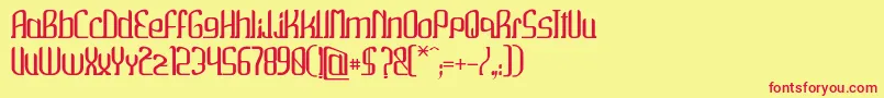 Wako-Schriftart – Rote Schriften auf gelbem Hintergrund