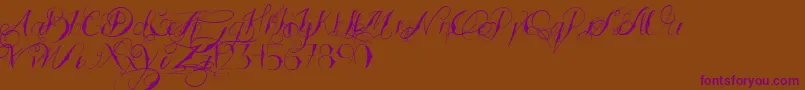 TattoedWedding-Schriftart – Violette Schriften auf braunem Hintergrund