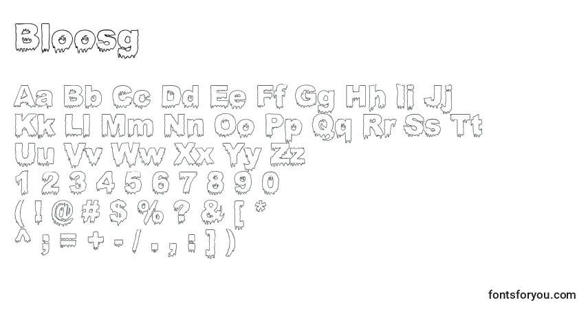 Bloosg-fontti – aakkoset, numerot, erikoismerkit