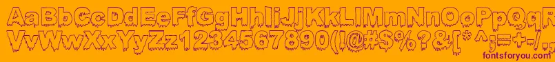 Bloosg-Schriftart – Violette Schriften auf orangefarbenem Hintergrund