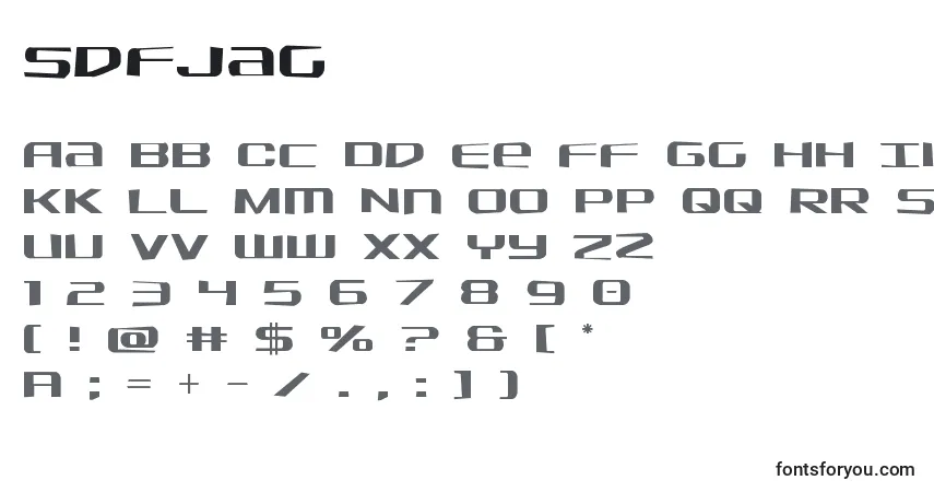 Czcionka Sdfjag – alfabet, cyfry, specjalne znaki