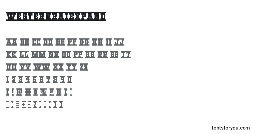 Westernraiexpand font – alphabet, numbers, special characters