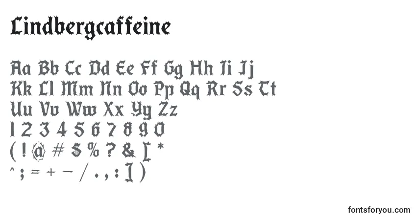 Schriftart Lindbergcaffeine – Alphabet, Zahlen, spezielle Symbole