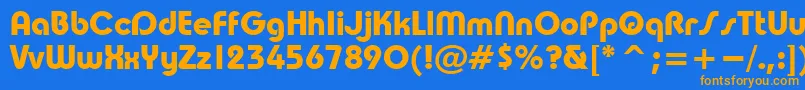 フォントTrsB – オレンジ色の文字が青い背景にあります。