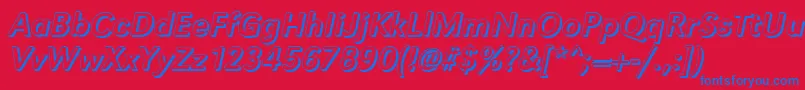 GroteskshItalic-fontti – siniset fontit punaisella taustalla