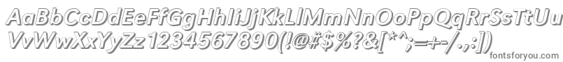 GroteskshItalic-fontti – harmaat kirjasimet valkoisella taustalla