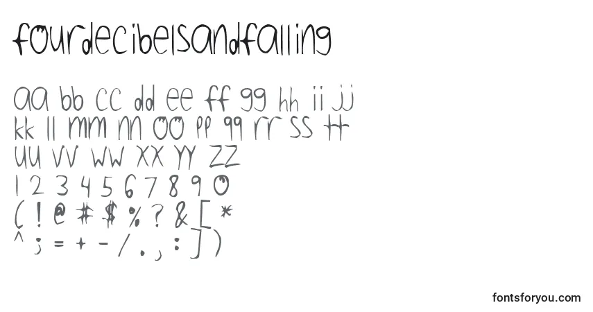 Schriftart FourDecibelsAndFalling – Alphabet, Zahlen, spezielle Symbole