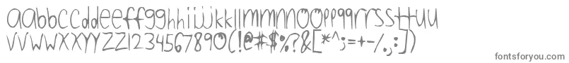 FourDecibelsAndFalling-fontti – harmaat kirjasimet valkoisella taustalla