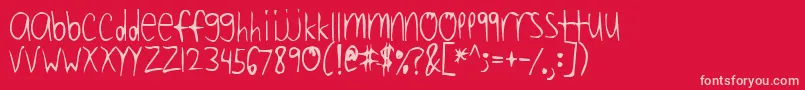 Weitere Informationen zur FourDecibelsAndFalling-Schriftart FourDecibelsAndFalling-Schriftart – Rosa Schriften auf rotem Hintergrund