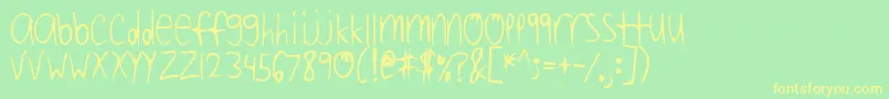 FourDecibelsAndFalling Font – Yellow Fonts on Green Background