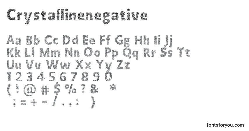 Schriftart Crystallinenegative – Alphabet, Zahlen, spezielle Symbole