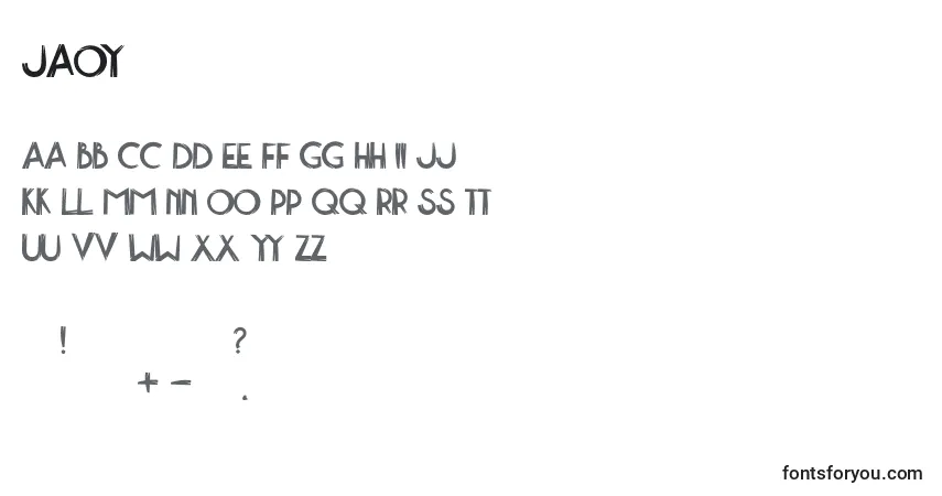Schriftart Jaoy – Alphabet, Zahlen, spezielle Symbole