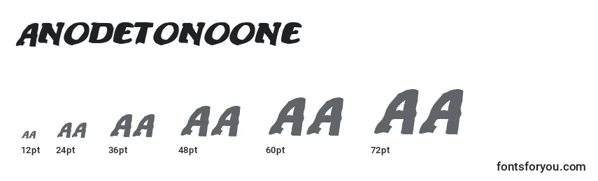 Anodetonoone Font Sizes