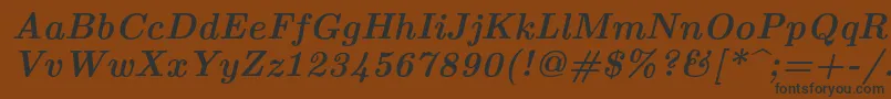 Lmroman10Bolditalic-fontti – mustat fontit ruskealla taustalla