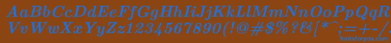 Lmroman10Bolditalic-fontti – siniset fontit ruskealla taustalla