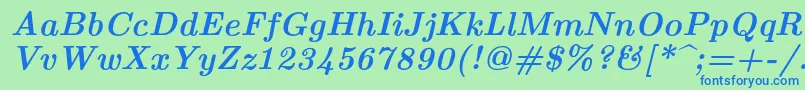 Lmroman10Bolditalic-fontti – siniset fontit vihreällä taustalla