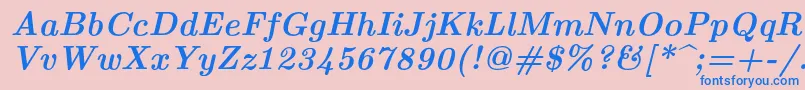 Lmroman10Bolditalic-Schriftart – Blaue Schriften auf rosa Hintergrund