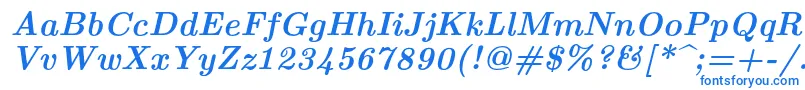 フォントLmroman10Bolditalic – 白い背景に青い文字