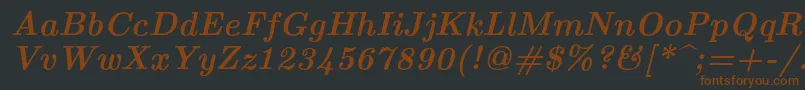 Lmroman10Bolditalic-fontti – ruskeat fontit mustalla taustalla