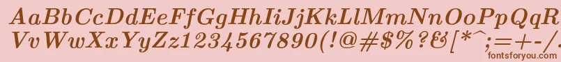 フォントLmroman10Bolditalic – ピンクの背景に茶色のフォント