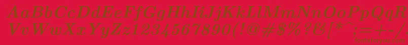 Lmroman10Bolditalic-fontti – ruskeat fontit punaisella taustalla