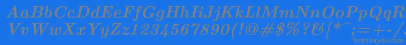 Lmroman10Bolditalic-Schriftart – Graue Schriften auf blauem Hintergrund