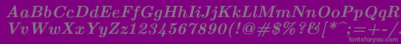 Lmroman10Bolditalic-fontti – harmaat kirjasimet violetilla taustalla