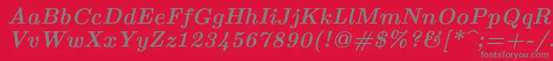 フォントLmroman10Bolditalic – 赤い背景に灰色の文字