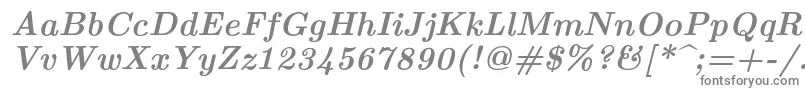 Lmroman10Bolditalic-fontti – harmaat kirjasimet valkoisella taustalla