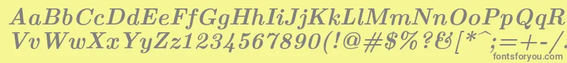 Lmroman10Bolditalic-Schriftart – Graue Schriften auf gelbem Hintergrund