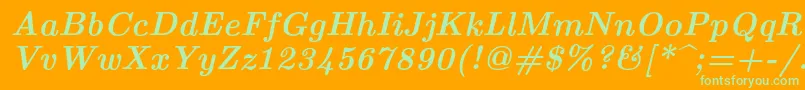 Lmroman10Bolditalic-fontti – vihreät fontit oranssilla taustalla
