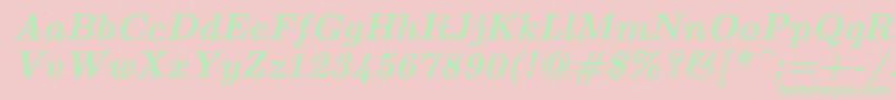 Lmroman10Bolditalic-fontti – vihreät fontit vaaleanpunaisella taustalla
