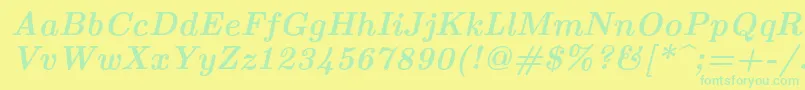 Шрифт Lmroman10Bolditalic – зелёные шрифты на жёлтом фоне