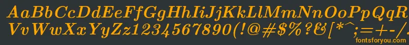 フォントLmroman10Bolditalic – 黒い背景にオレンジの文字